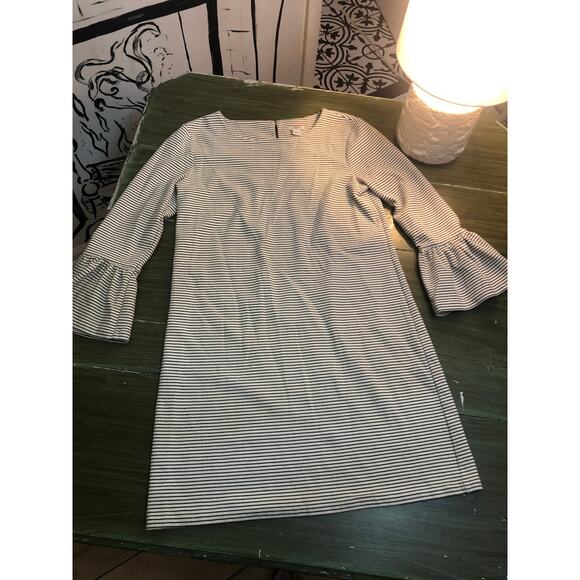 J. Crew EUC Cream and Black Striped Flutter Sleeve Dress - Size S - Picture 1 of 8